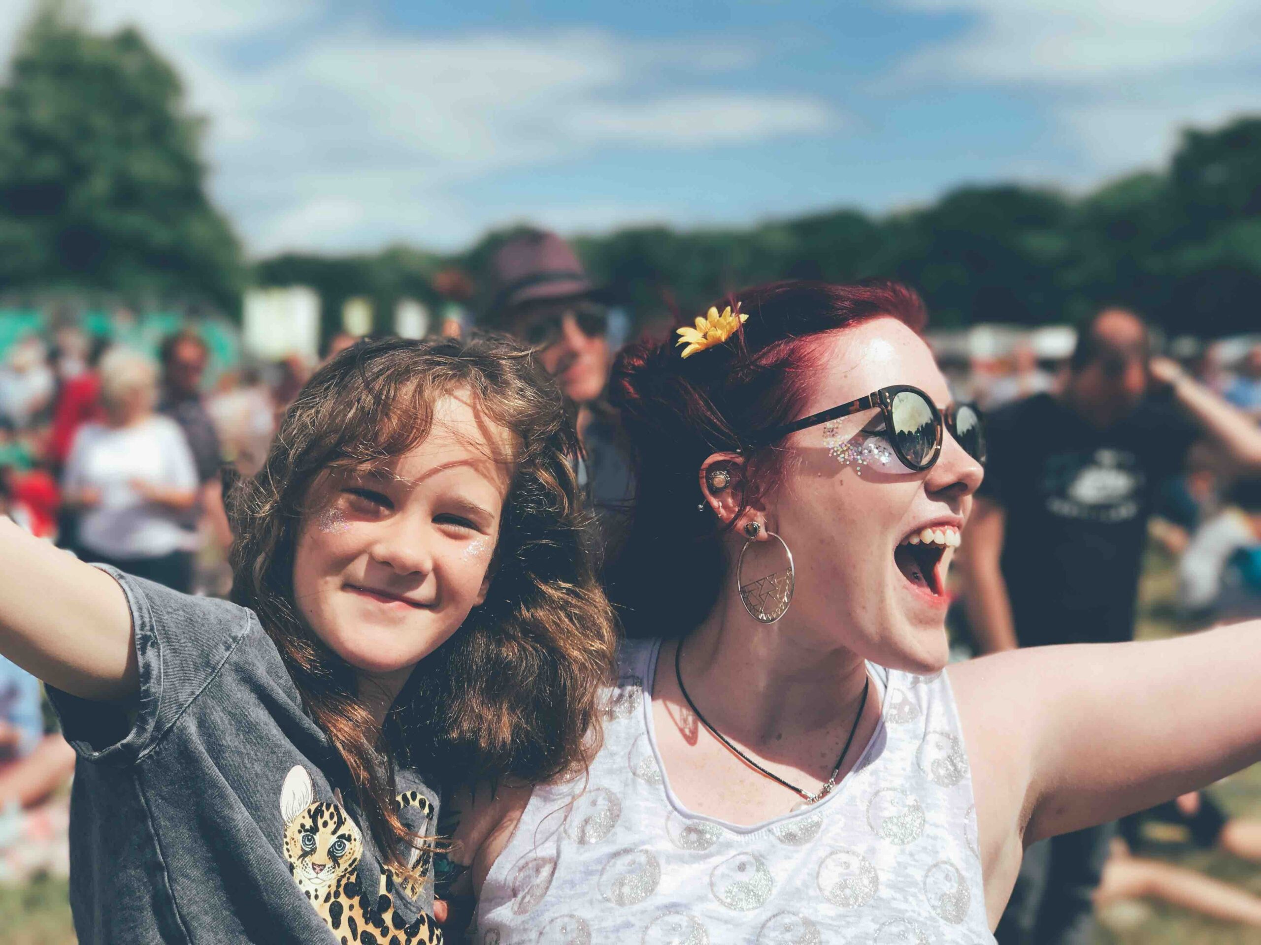 Family at a small summer festival